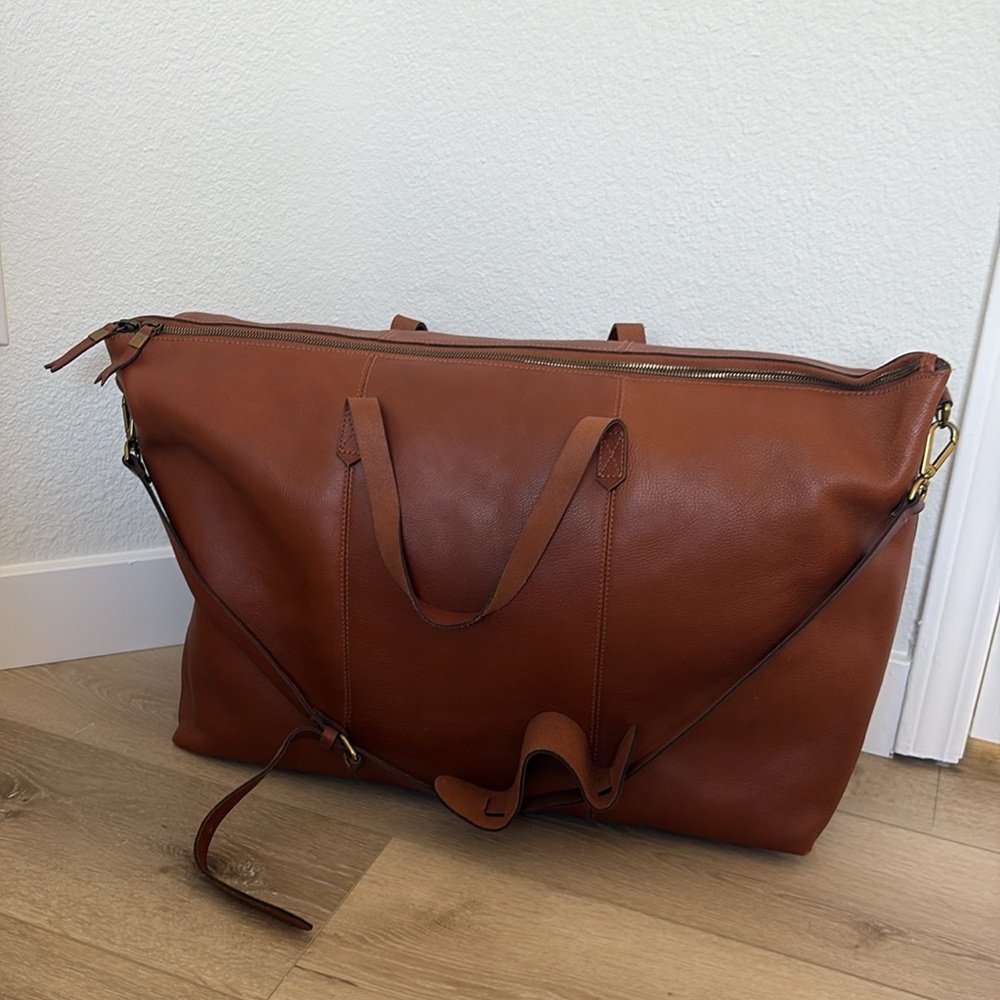 Madewell Real Brown Leather Weekender